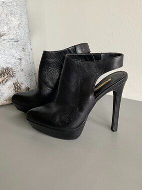 BCBGeneration Sloan Black Leather Platform Slingback Stiletto Heels Pump 8M